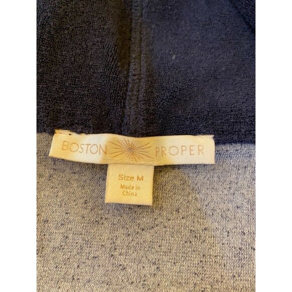 Boston Proper Womens Navy Short-Sleeve Hooded Zip-Up Jacket With Grommet Pockets - Picture 4 of 6